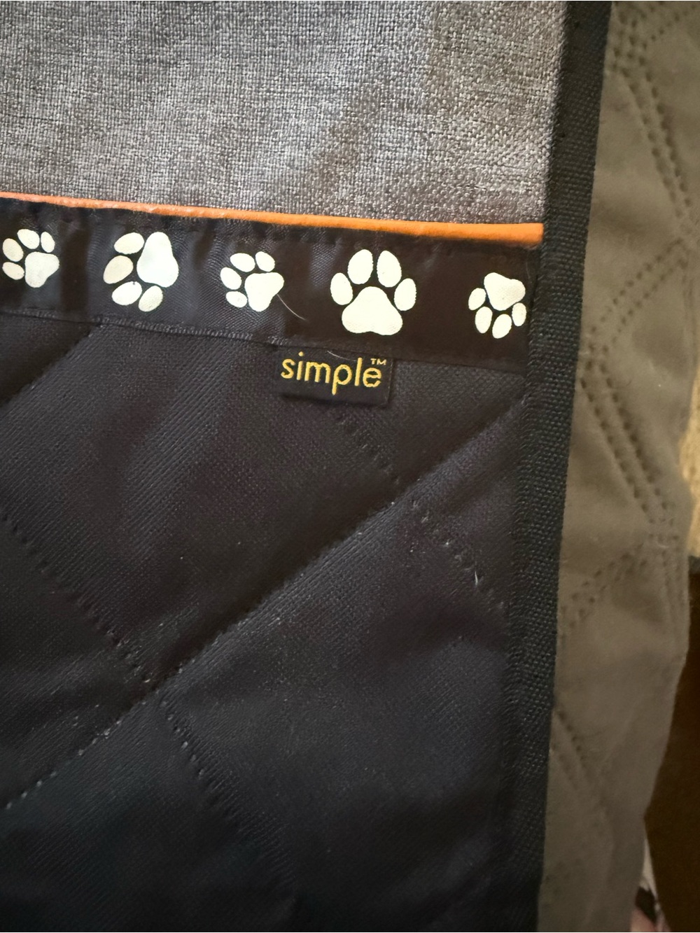 Simple Quilted Pet dividers in Black and Gray with Orange Piping